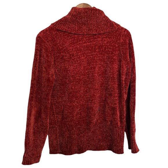 LOFT Women's Rust Red Chanelle Ribbed Cowlneck Super Soft Sweater Medium - Picture 6 of 6